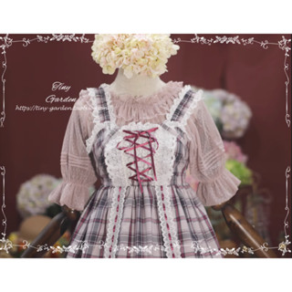【預購訂做】lolita花蕾 蕾絲花邊荷葉邊透明點點網紗塔克褶公主袖一字領內搭/短袖內搭/短版內搭衫/上衣 古典蘿莉塔