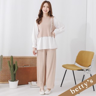 betty’s貝蒂思(25)腰鬆緊素色百褶長褲(卡其色)