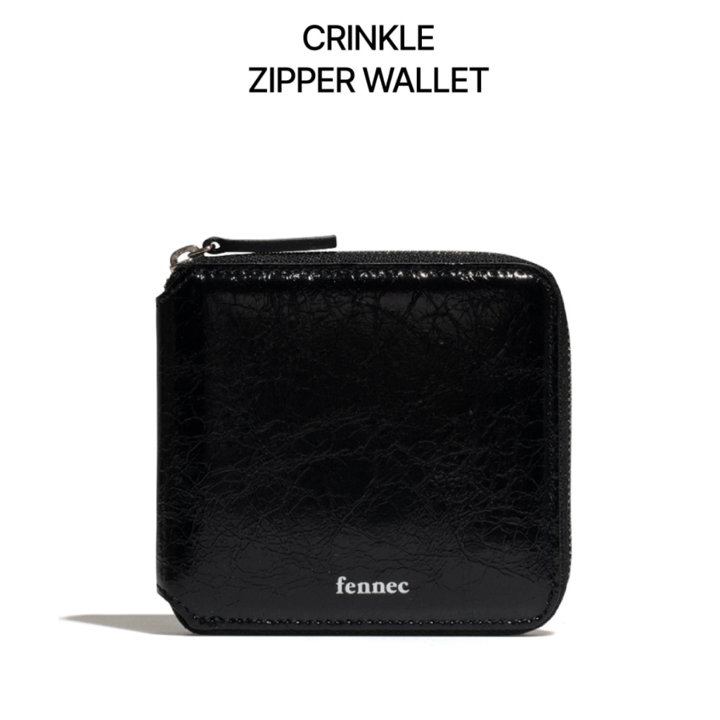 New23FW/正品  *biviShop* ( Fennec ) CRINKLE ZIPPER WALLET 真皮短夾