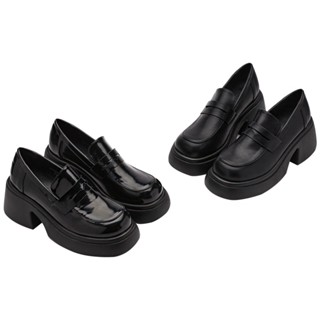 【Grace Gift】樂福鞋 包鞋 皮鞋【校園女神增高輕量厚底樂福鞋】2色 35-40號 厚底鞋 通勤鞋