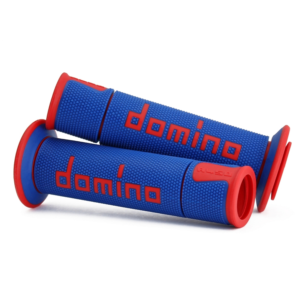 【德國Louis】Domino A450 道路/賽事摩托車握把 重機開放式把手握把套藍紅配色橡膠手把編號30101150