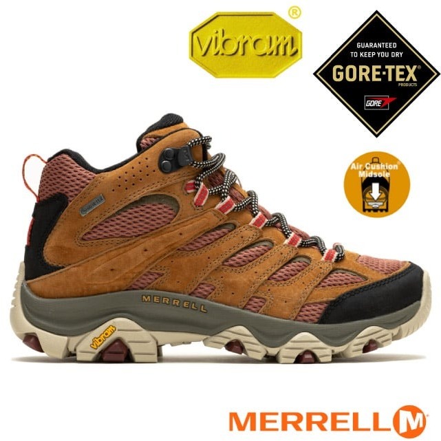 【MERRELL】送》女 款 多功能防水透氣登山健行鞋 GORE-TEX 登山鞋_土黃色_ML037498
