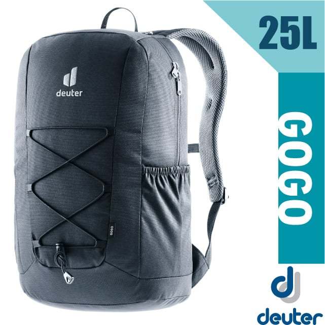 【Deuter】3D透氣休閒旅遊後背包25L GoGo DayPack(減壓肩帶+扣腰帶) 學生書包_黑_3813224