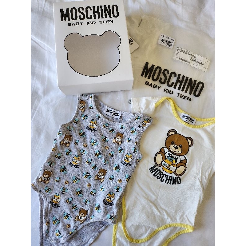 (保留@7even)正品兩件一組moschino kid 9-12m包屁衣熊熊附盒