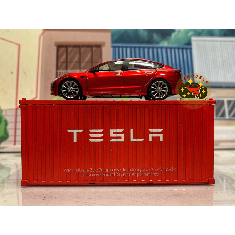 🔅里氏模型車 TM 1/64 Tesla Model 3 X S 特斯拉 貨櫃 紅色 電動車 合金模型車