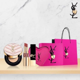 【YSL】七夕情人節限定💘釉惑黑方管+裸光水唇膏+閃耀粉氣墊 隨心鎖慾望限量禮盒