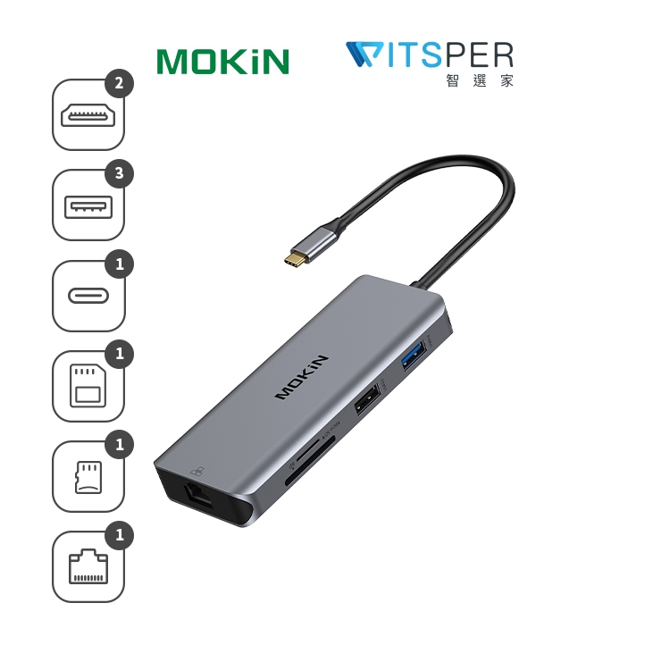 MOKiN 9合1 hub 雙HDMI多工集線器 （UC0305）｜雙屏支援 多工高效 ｜WitsPer智選家