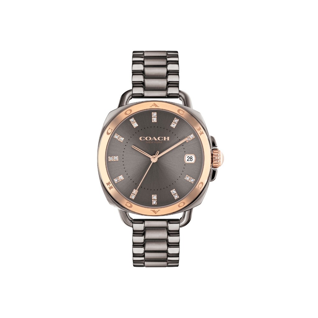 【COACH】Logo錶圈晶鑽女錶 CO14504159 34mm 現代鐘錶