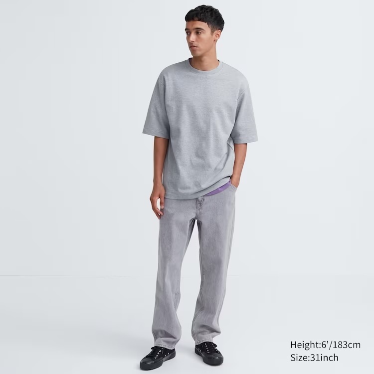 Uniqlo  男裝 Wide Fit牛仔褲 - 淺灰色 29號