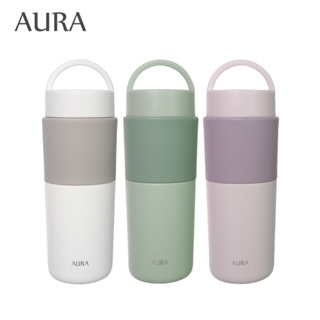 【AURA 艾樂】隨行提手真陶瓷保溫杯525ml