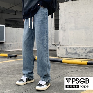 PSGB Taipei - J-0864 白標虛繩縮腰牛仔褲 - 丹尼褲-流行時裝-男長褲-型男-個性- 韓風 - 現貨