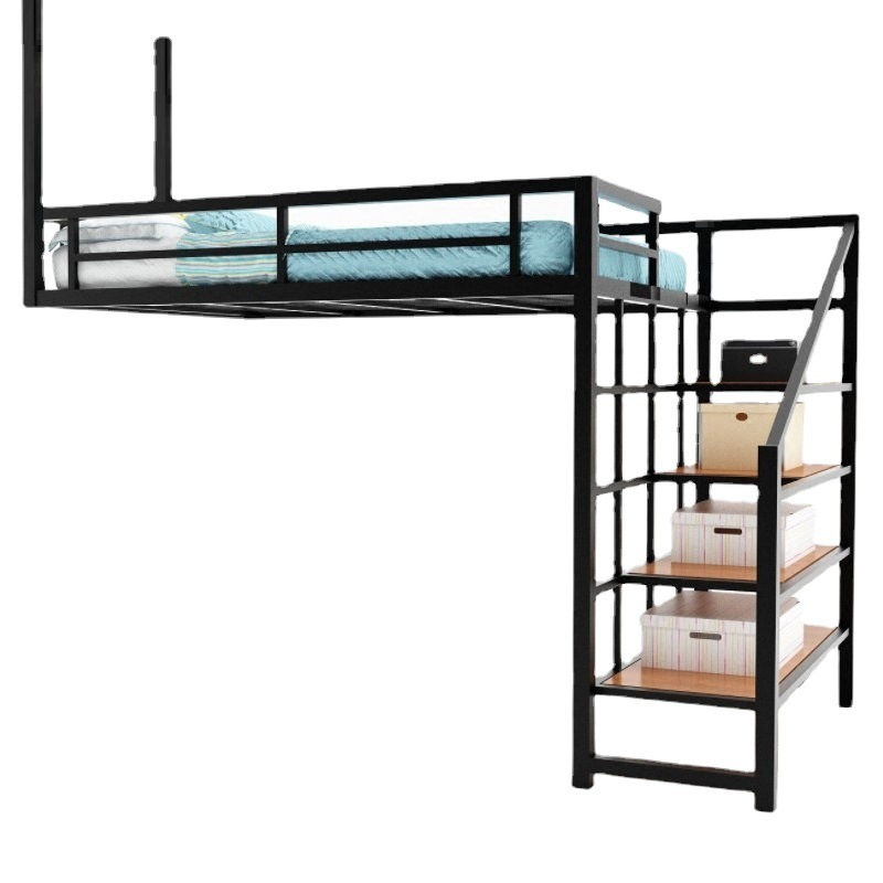 床 現代簡約單人臥室鐵架床宿舍多功能上床下桌帶櫃高架床公寓高低床 床架