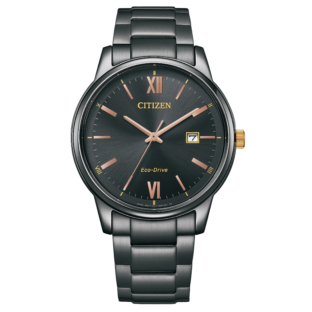 (聊聊享更優惠) CITIZEN 星辰 PAIR系列 簡約黑色系 玫瑰金刻度 光動能腕錶 不鏽鋼錶帶BM6976-72E