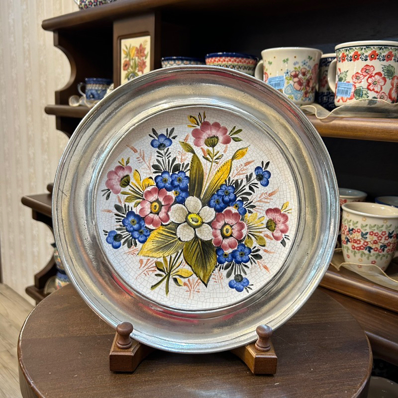 義大利原裝進口🇮🇹手工彩繪 花語系列 錫盤 壁盤 掛盤