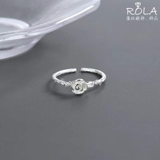 ROLA蘿拉銀飾.飾品 “現貨當天出” 枝葉立體玫瑰花925純銀 開口戒指.