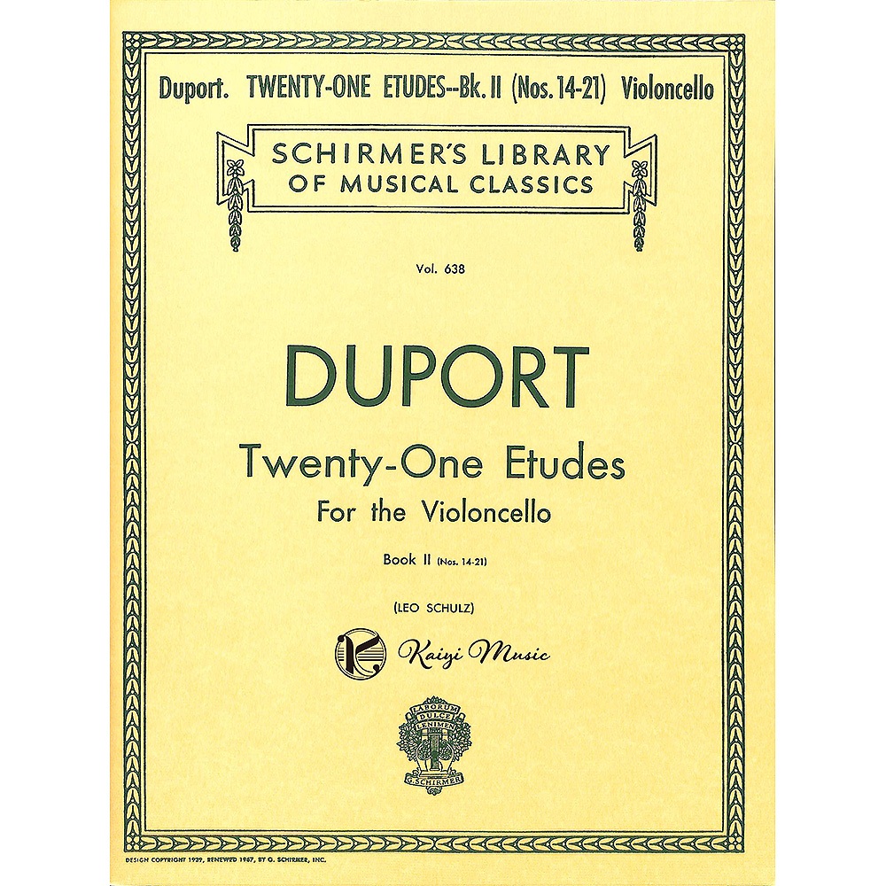 【凱翊︱Schirmer】迪伯21首練習曲 大提琴樂譜 第2冊 Douport21 Etudes Cello