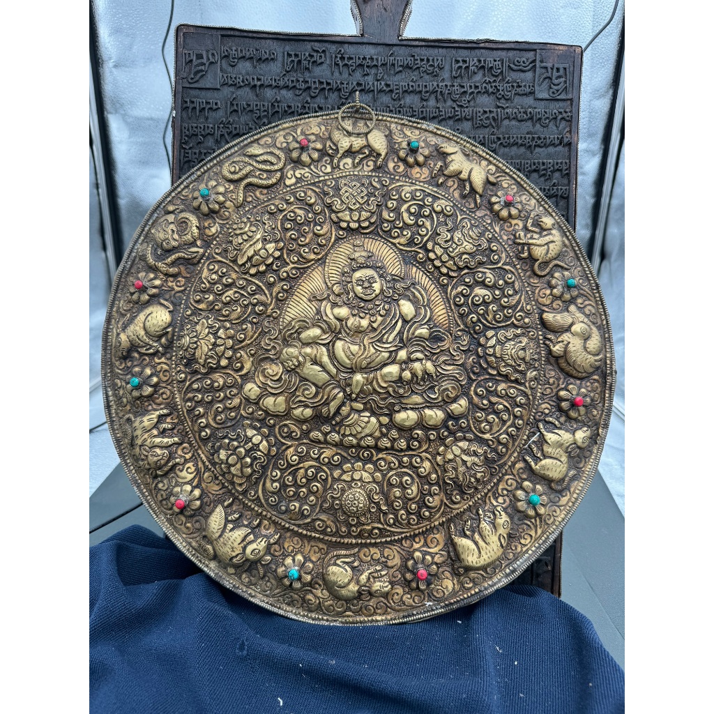 『伏藏藏品』西藏九宮八卦銅牌黃財神