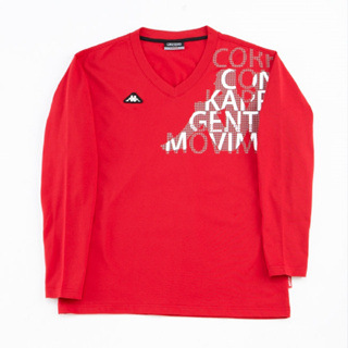 KAPPA義大利 時尚男吸溼排汗長袖圓領衫 正紅 A446-4879-1 尺寸M