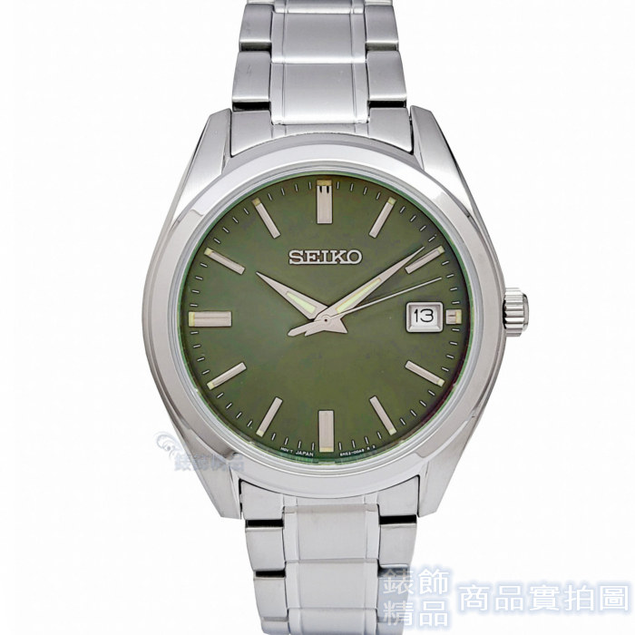 SEIKO 精工 SUR527P1手錶 日期 墨綠面 藍寶石水晶鏡面 鋼帶 男錶【澄緻精品】