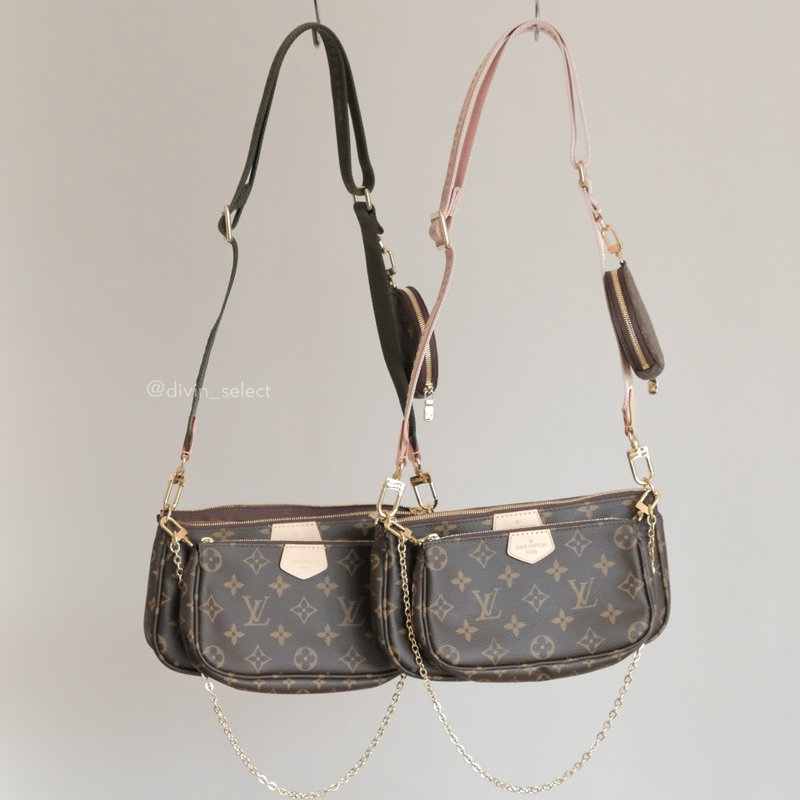 正品現貨✨Louis Vuitton Multi pochette accessoires LV 寬背帶老花五合一