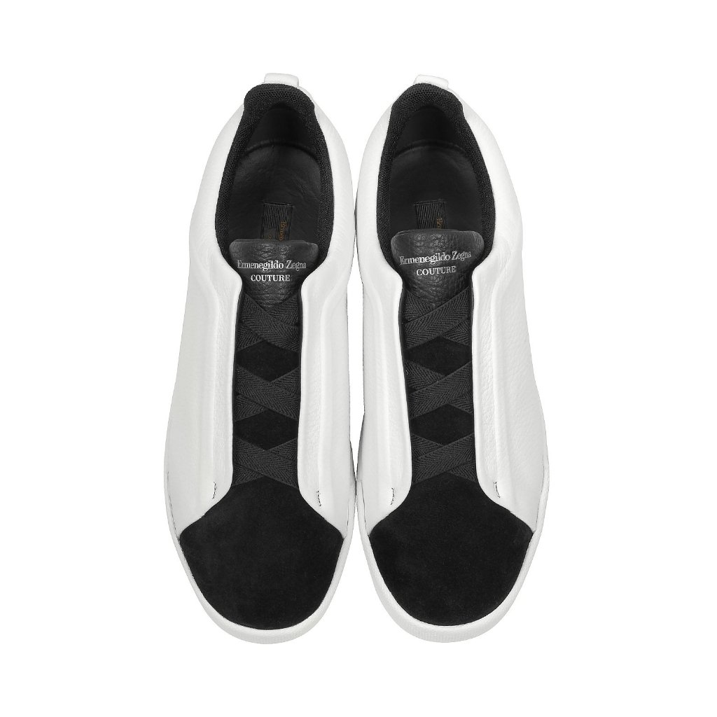 【ROOM 3703】ERMENEGILDO ZEGNA - Black White Leather 休閒鞋 US11