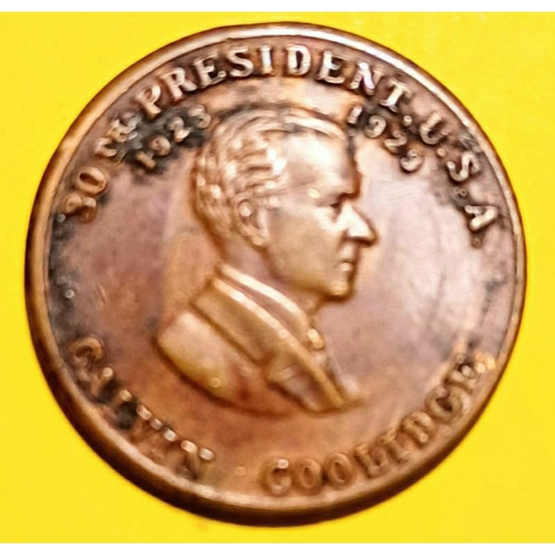 美國1923~1929年 第30任總統 卡爾文柯立芝 銅製紀念幣勳章