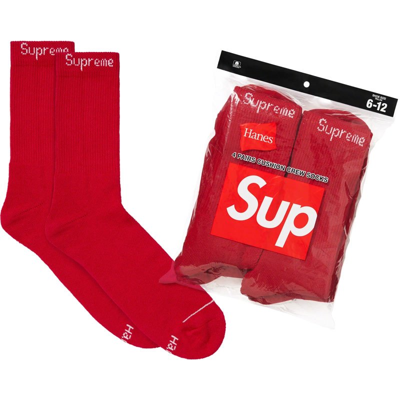 SUPREME x HANES CREW SOCKS 經典文字 中筒襪 / 小腿襪 (RED 紅色) 化學原宿
