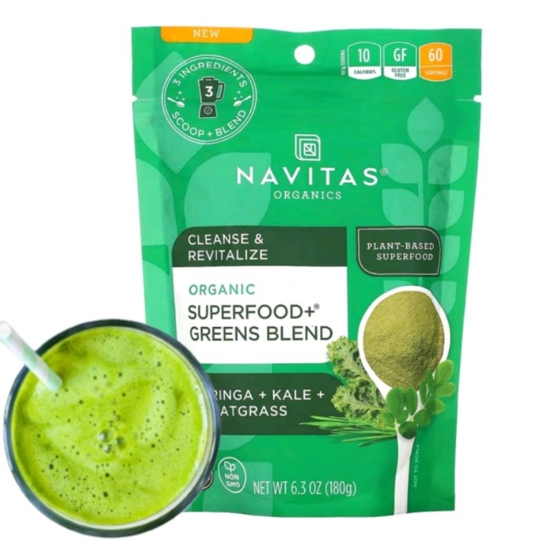 最新鮮！Navitas Organics超級綠色食物葉菜粉180g辣木羽衣甘藍美國綠奶昔綠粉麥草汁青汁膳食維生素維他命