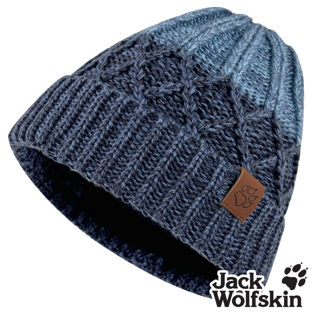 【Jack wolfskin飛狼】漸層立體針織紋內刷毛保暖帽 毛帽『深藍』