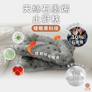 預購【伊柔寢飾】MIT天絲石墨烯止鼾枕｜臺灣製造｜枕頭 釋壓慢回彈 止鼾枕 人體工學 肩頸紓壓 飯店枕 助眠枕