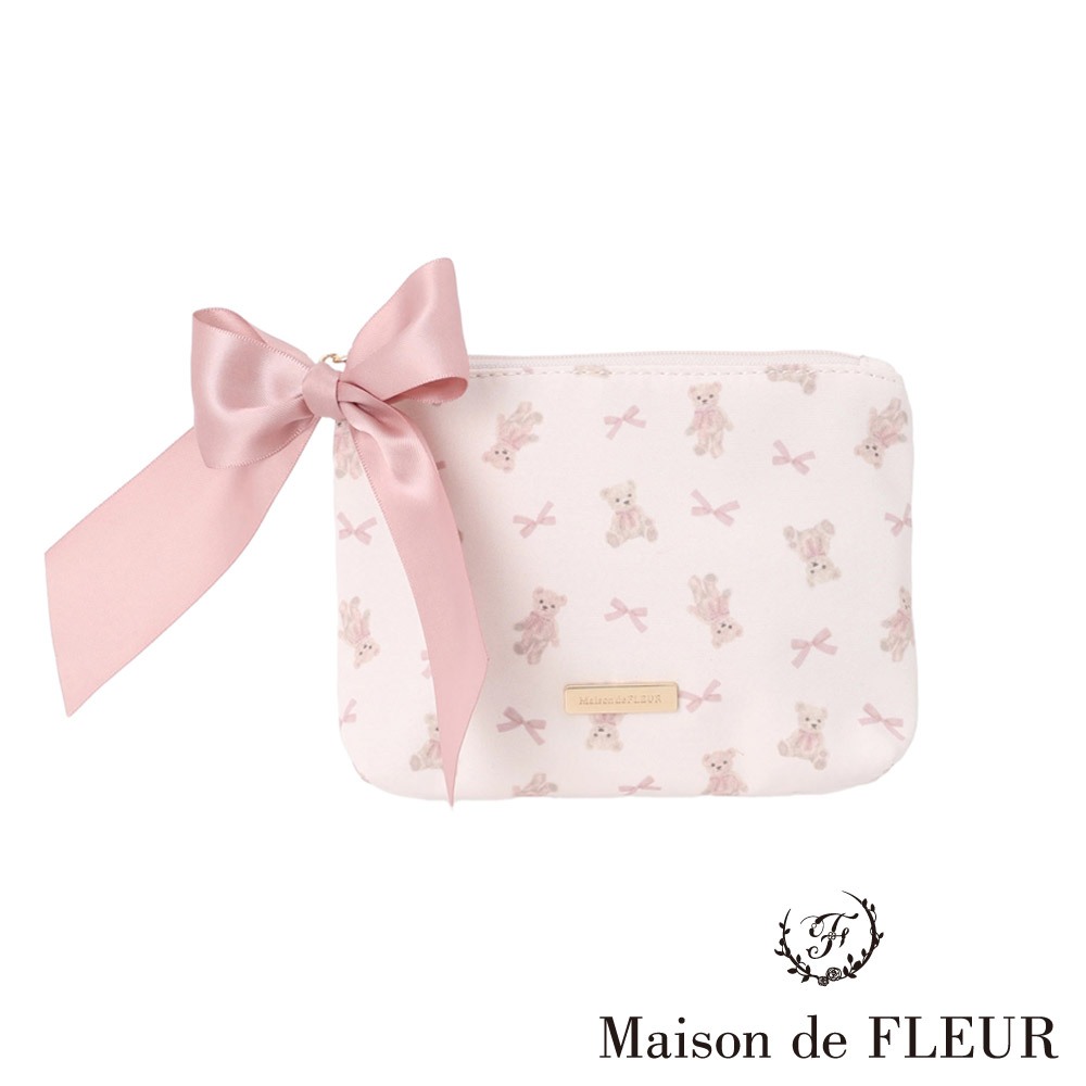 Maison de FLEUR 復古小熊系列滿版印花方形手拿包(8A33FTJ2700)