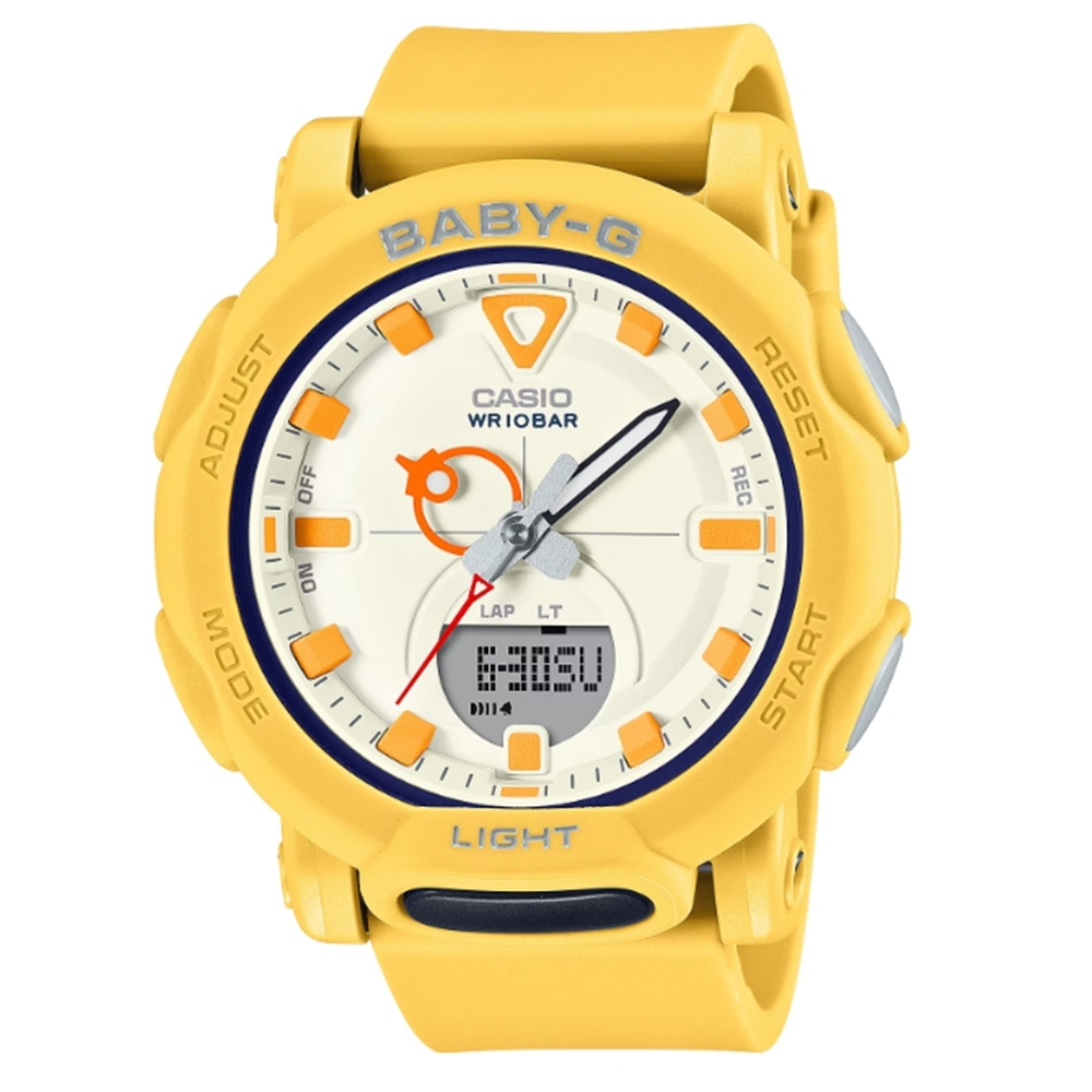 CASIO 卡西歐 BABY-G 復古流行 啞光色彩 雙顯腕錶 黃 BGA-310RP-9A_41.8mm