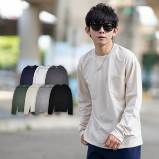 臺灣出貨 男裝【NB1552J】素面口袋圓領長袖上衣長袖TEE素TEE