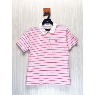 Adidas 愛迪達 粉色條紋小Logo純棉Polo衫