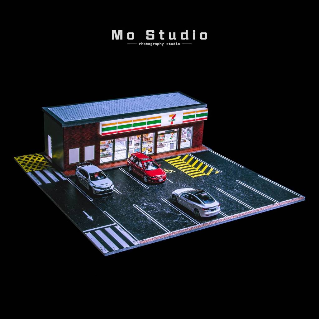 『MO studio』(現貨)G-FANS 7-11便利商店場景 USB供電燈光 1/64 1:64場景