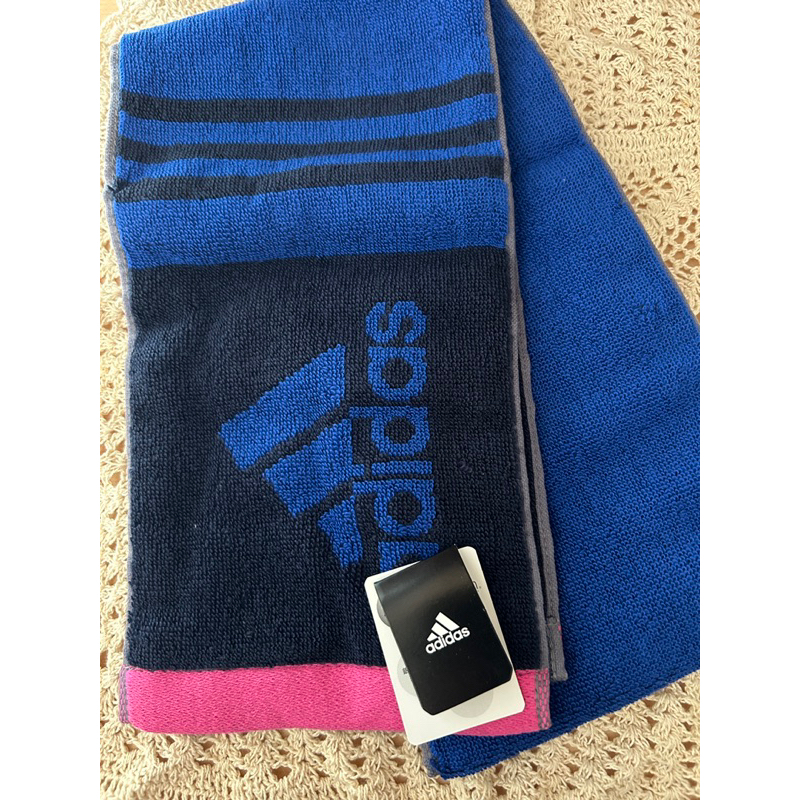 日本帶回 Adidas 愛迪達 運動用 Ag+銀抗菌防臭 毛巾 運動毛巾 長毛巾 藍色