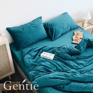「Belle Vie」抗靜電水晶絨 保暖床包枕套組 雙人被套【雙人/加大-深海藍】(床包高度35公分) 秋冬新品上市