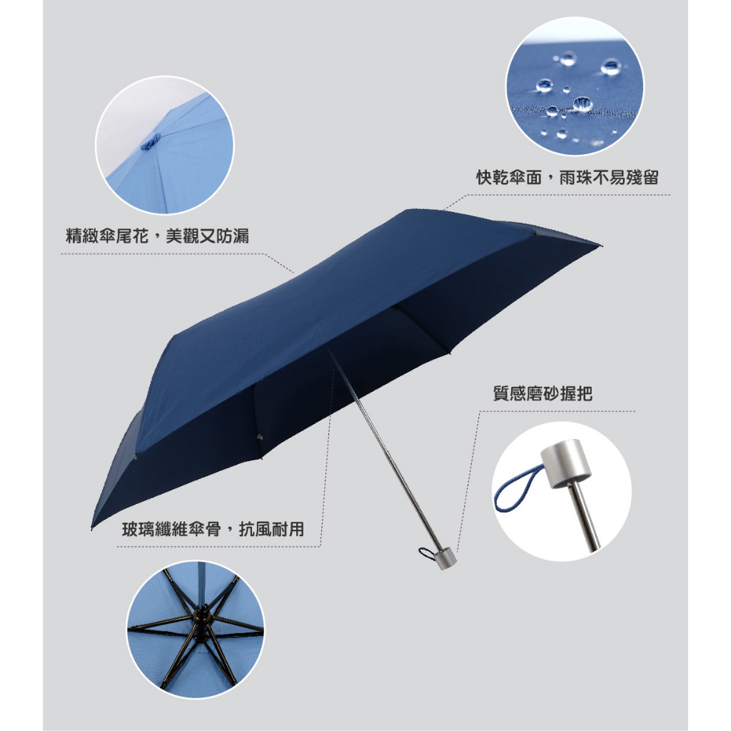 【大振豐】防潑水素面布-三折超細抗風傘