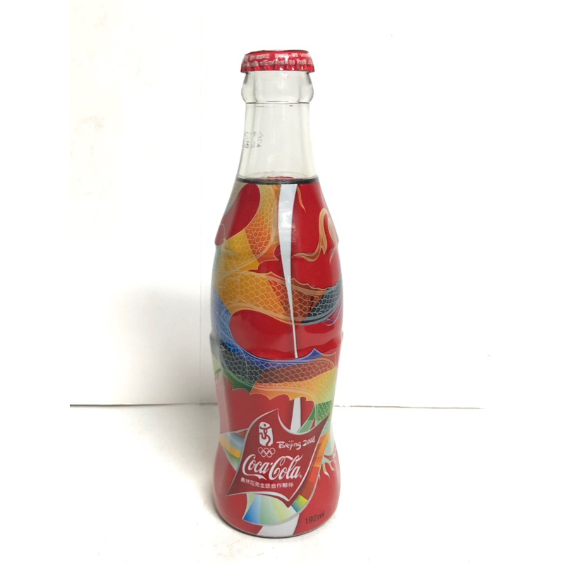 可口可樂2008北京奧運 紀念瓶 玻璃瓶 滿水
