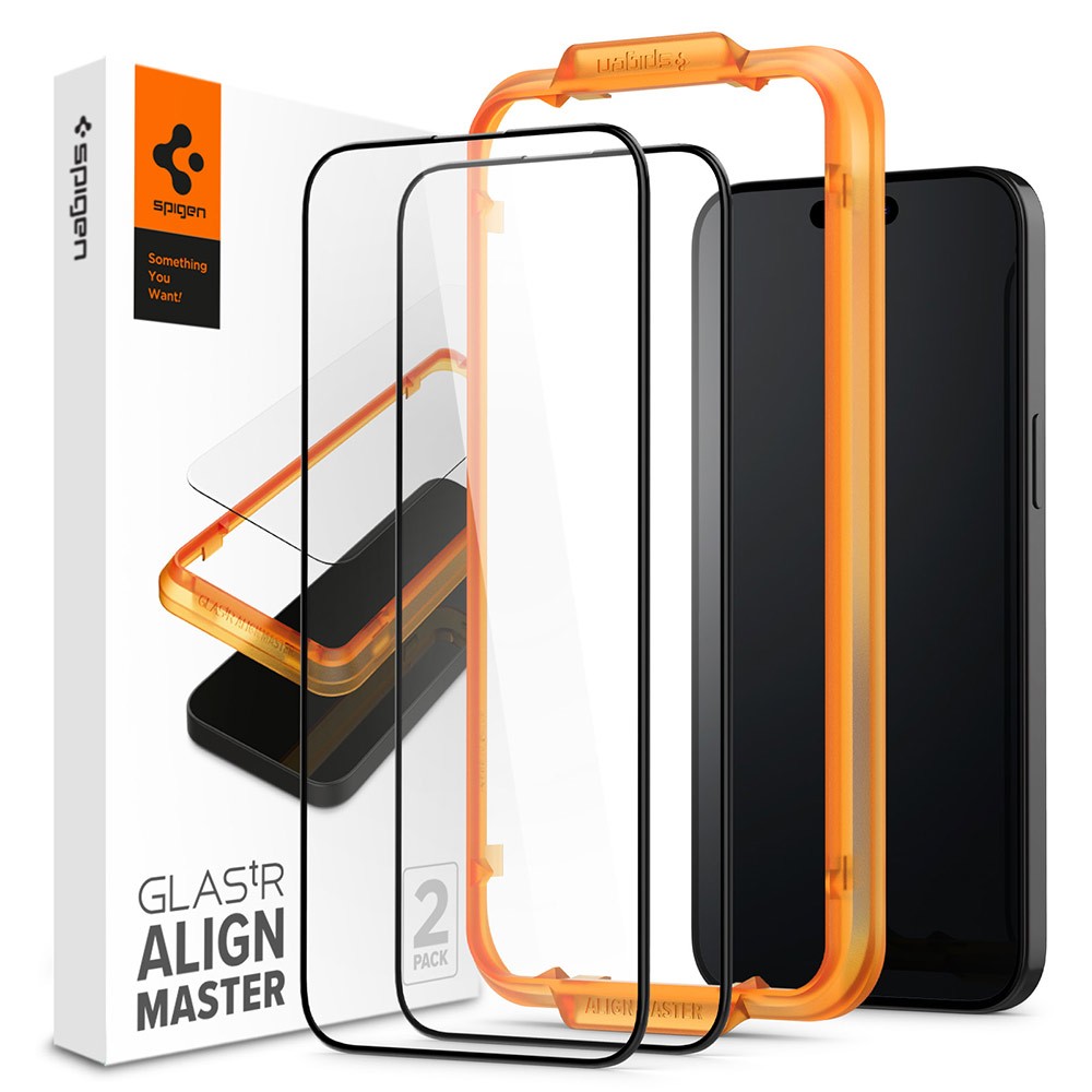 Spigen iPhone 15 Pro/Pro Max_Align Master玻璃保護貼(黑x2)_官旗店