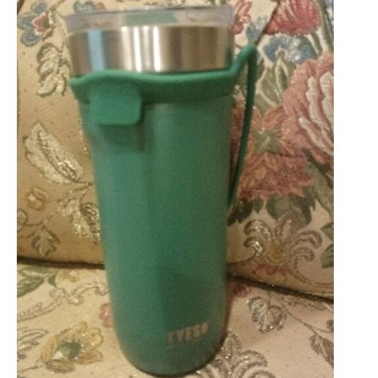 TYESO 矽膠手提式冰霸杯 隨行手提咖啡杯 710ml 不鏽鋼保溫杯 保冰杯 冰霸杯 咖啡杯 綠色 環保杯