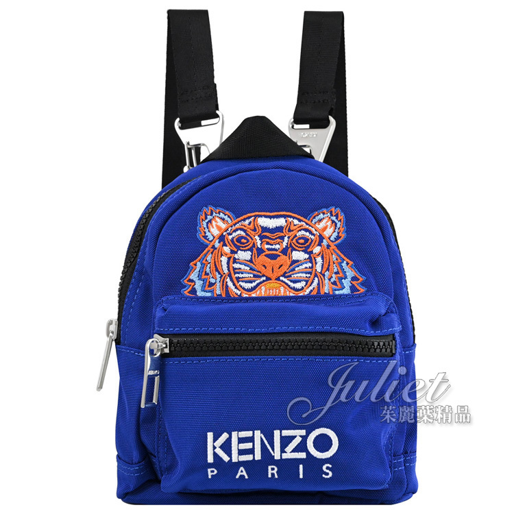 【茱麗葉精品】KENZO 5SF301 經典電繡虎頭帆布三用迷你後背包.藍/橘 現貨在台