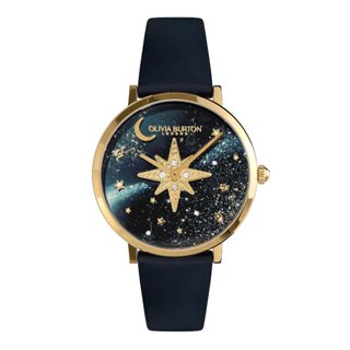 Olivia Burton Signature 北極星 閃耀星塵 皮革帶腕錶 35MM (24000081)