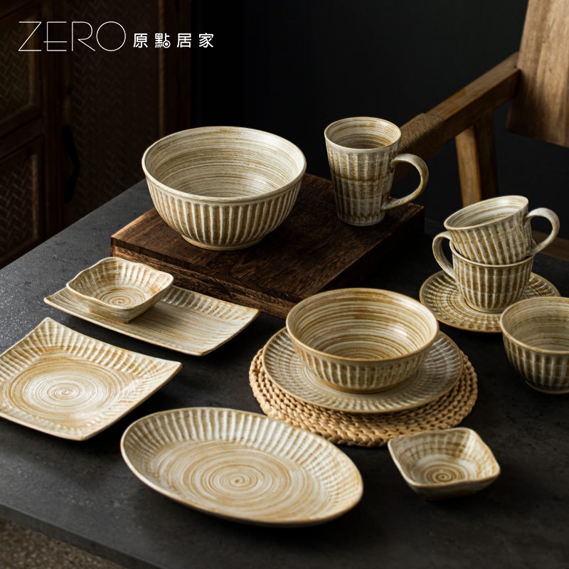 ZERO原點居家 日式復古風 羅馬紋系列-盤 淺盤 魚盤 橢圓盤 長方盤 正方盤 正方小碟 復古陶瓷餐具