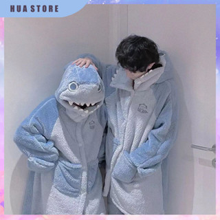 HUA STORE 連帽睡衣 睡袍珊瑚絨睡衣 法蘭絨 可外穿睡裙 冬天大碼睡衣 情侶衣服 浴袍 家居服 睡衣套裝 睡袍