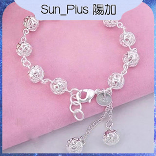 Sun_Plus 臺灣現貨 臻耀02 鏤空玲瓏球手鍊 日韓版 時尚個性學生簡約潮流合金電鍍純銀手鍊 手鍊 手環 飾品