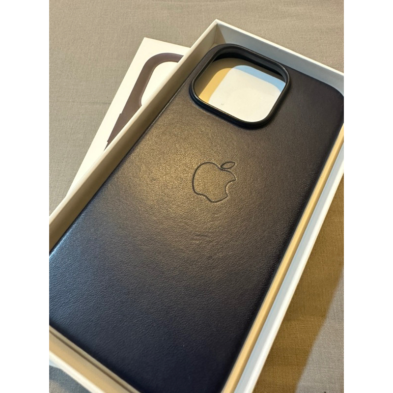[二手9.5成新]iPhone 14 Pro原廠 深藍色 皮革保護殼
