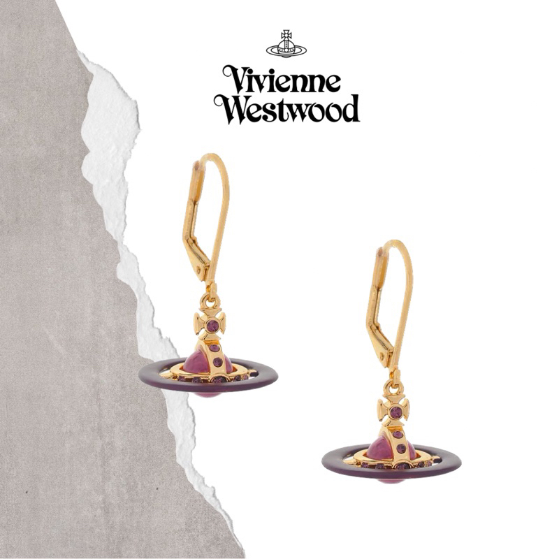 Vivienne Westwood 西太后梅子色限orb金色軌道迷你耳環項鍊組代購