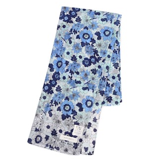 NINA RICCI繽紛花海抗UV純綿薄圍巾/領巾(藍色)989403-C