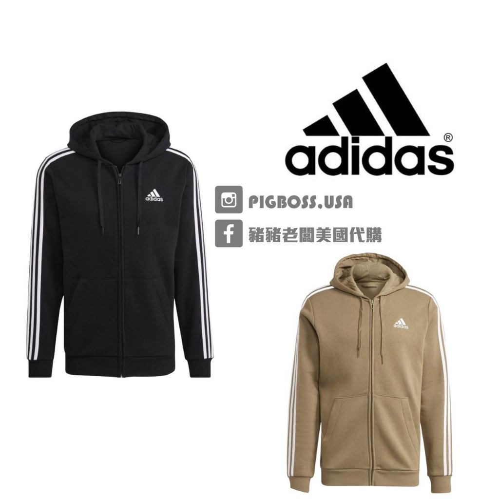 【豬豬老闆】ADIDAS ESSENTIALS FLEECE 刷毛 連帽外套 男款 黑GK9051 卡其H12169